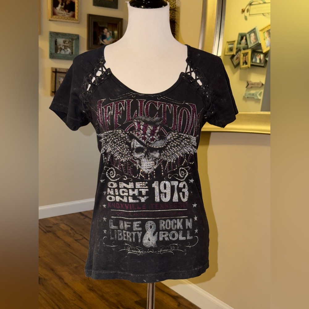 Affliction Black and White Graphic Tee